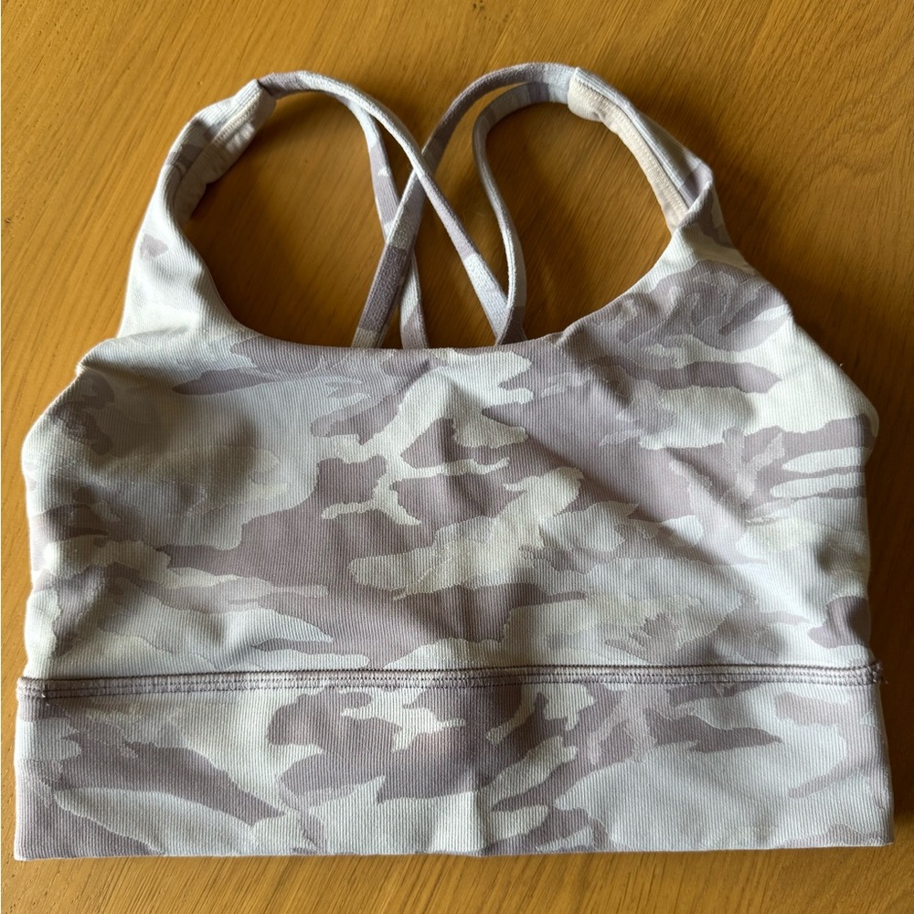 Lululemon Energy Longline Bra *Ribbed (Camo Jacquard Iced Iris Violet Verbena) 6
